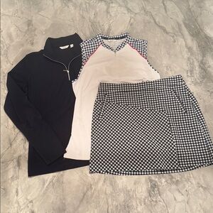 Lady Hogan Navy and White Gingham Golf Skort, sleeveless top & Jacket
